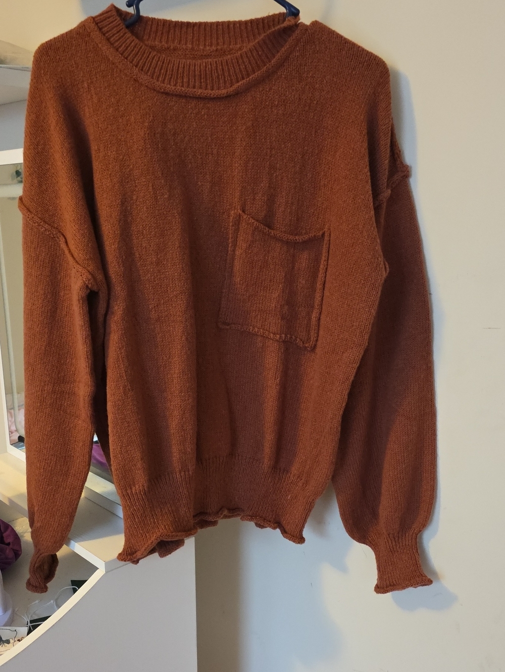 Rust Orange Pocket Knit Sweater